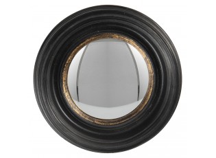 Nástěnné zrcadlo v černém masivním rámu se zlatou linkou  Degaré – Ø 16 cm