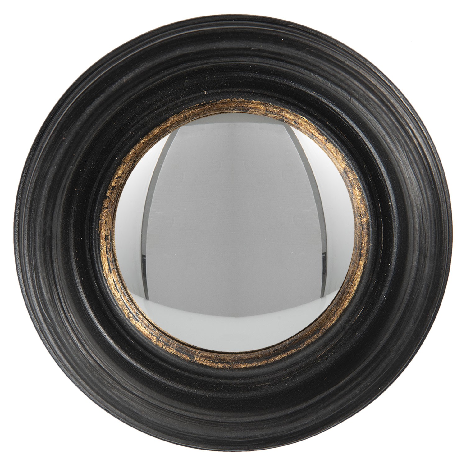 Levně Nástěnné zrcadlo v černém rámu se zlatou linkou Beneoit – Ø 16 cm 62S204