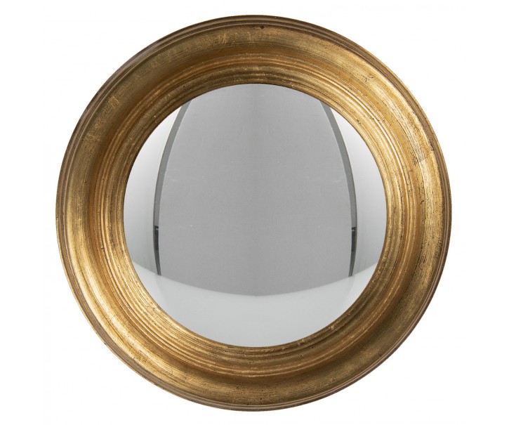 Vypouklé zrcadlo s masivním zlatým rámem Beneoit – Ø 34 cm