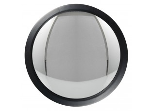 Kulaté zrcadlo v tmavě dřevěném rámu - Ø 39 cm