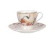 Porcelánový šálek s podšálkem s pávem - 11*8*7 / Ø 16*2 cm / 0.22L
