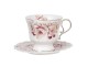 Porcelánový květovaný šálek s podšálkem - 12*9*8 / Ø 15*1 cm / 0.2L