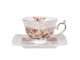Porcelánový květovaný šálek s hranatým podšálkem - 12*10*7 / 15*15*2 cm / 0.2L