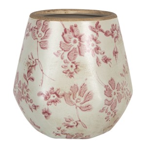 Retro obal na květináč s růžovými květy Mali - Ø 11*11 cm