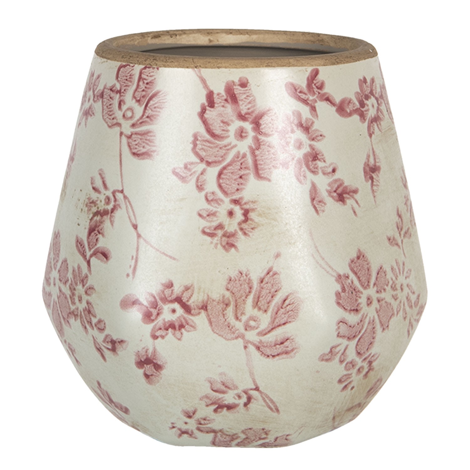 Retro obal na květináč s růžovými květy Mali - Ø 11*11 cm