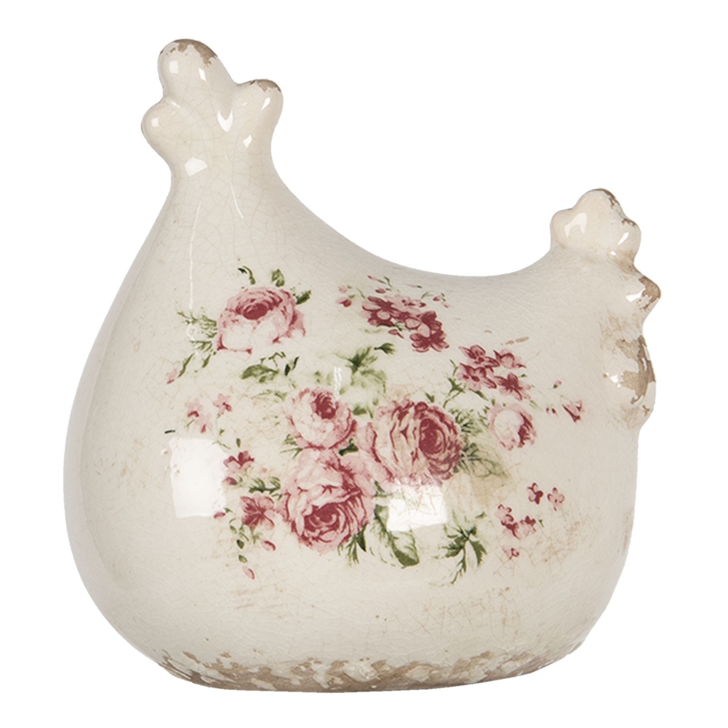 Dekorace vintage slepička s růžemi Rose - 12*11*13 cm