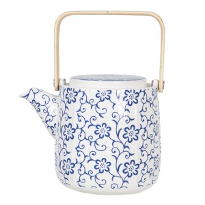 Porcelánová konvička na čaj s modrými květy - 0,8L