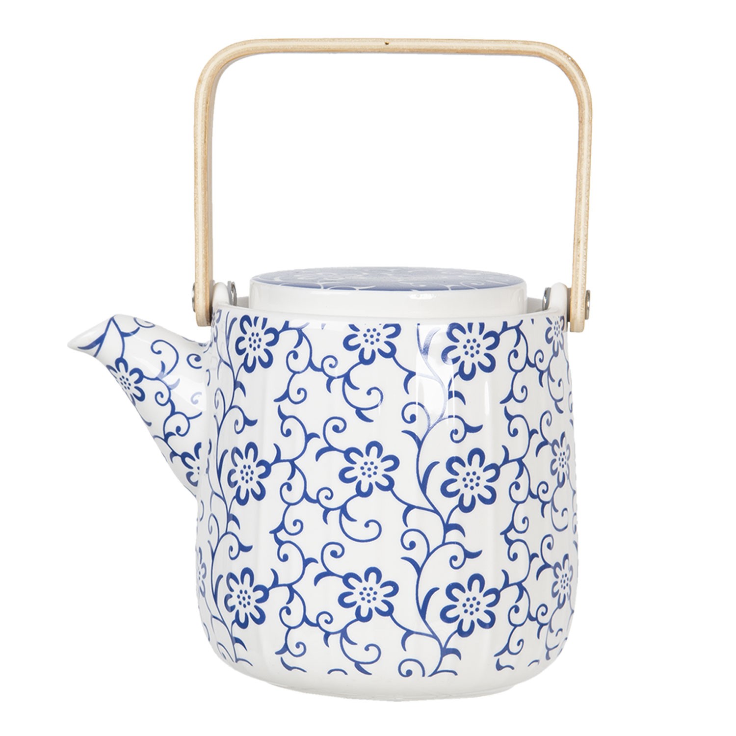 Porcelánová konvička na čaj s modrými květy - 0,8L