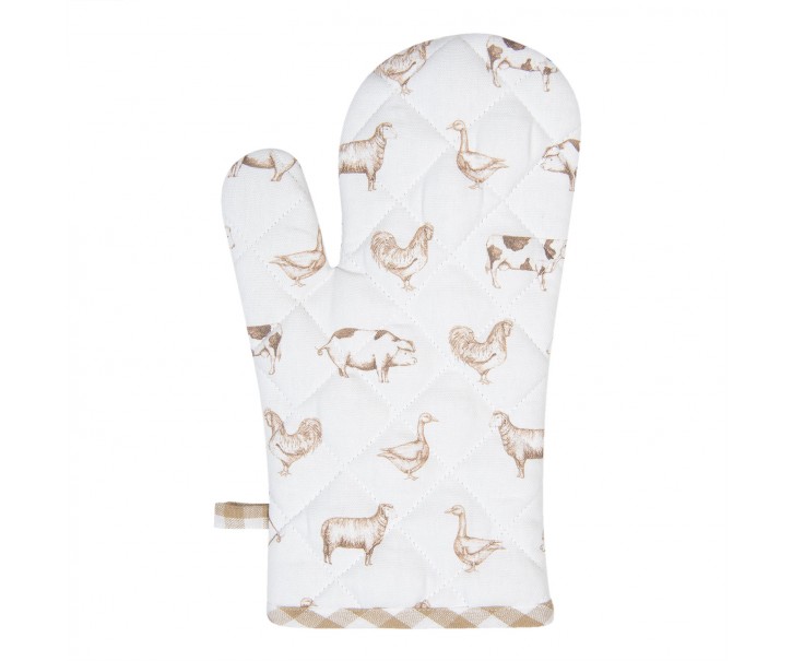 Kuchyňská chňapka z bavlny Country Life Animals béžovo-bílá - 16*30 cm
