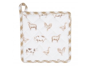 Bavlněná podložka pod hrnec Country Life Animals bílo-béžová - 20*20 cm