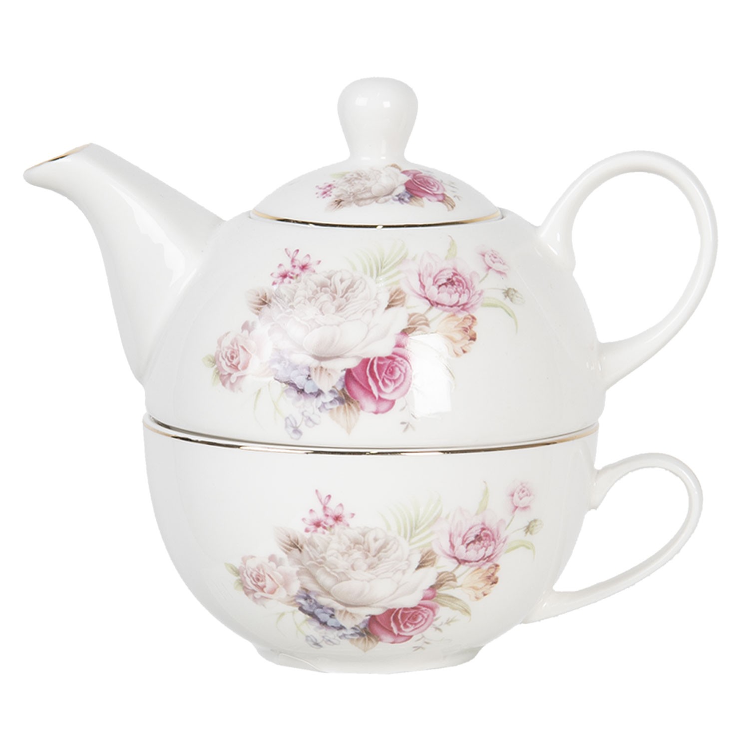 Porcelánový tea for one Friendly Roses - 0,4L Clayre & Eef