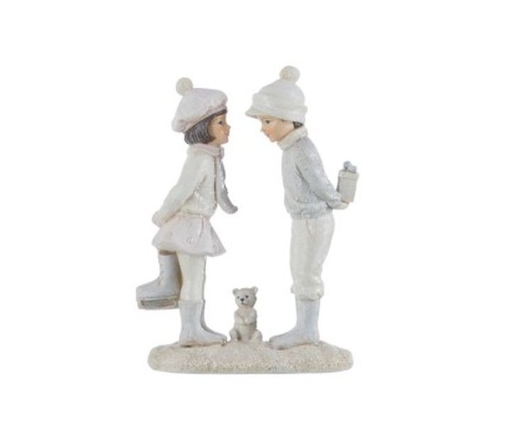 Dekorace děti s medvídkem a dárečkem - 11*6*16cm