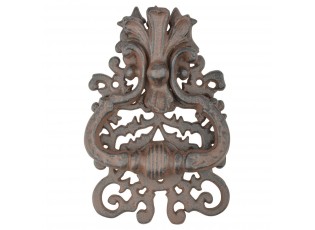 Hnědé litinové klepadlo na dveře s ornamentem - 13*3*19 cm