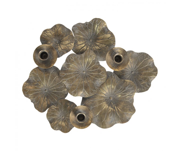 Bronzový antik svícen s leknínovými květy - 46*37*11 cm
