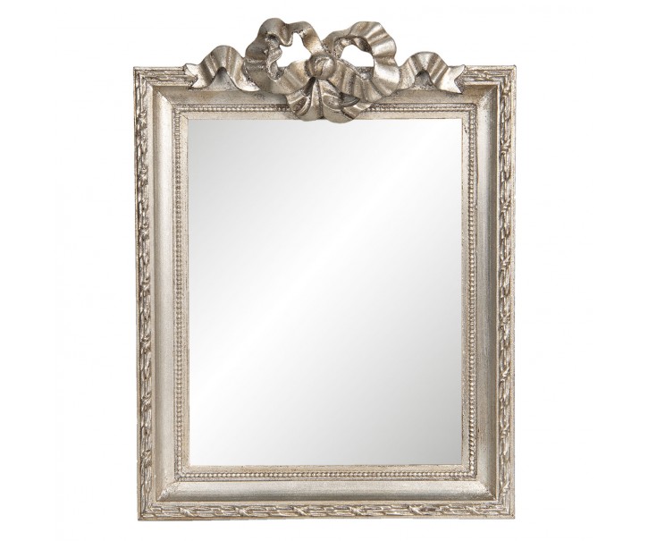 Vintage stříbrné zrcadlo s dekorací mašle - 25*2*34 cm
