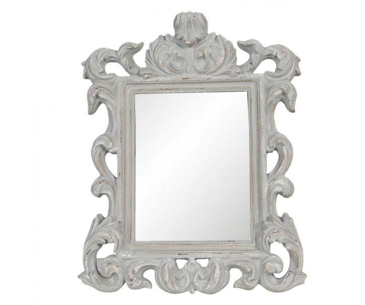 Nástěnné zrcadlo v šedém vintage rámu s ornamenty - 34*343 cm
