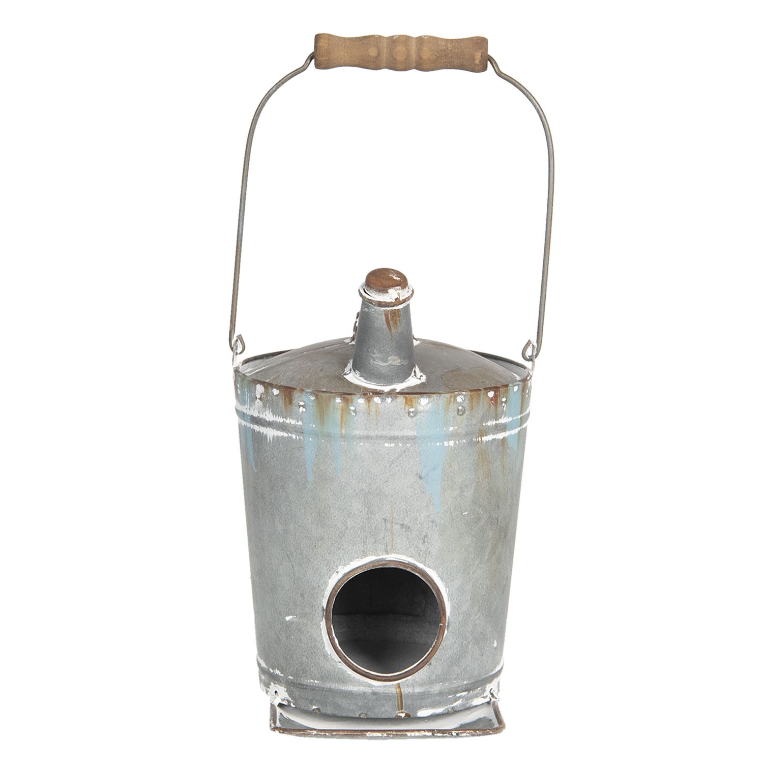 Dekorativní kovový kyblík alá ptačí budka - 17*16*26 cm Clayre & Eef