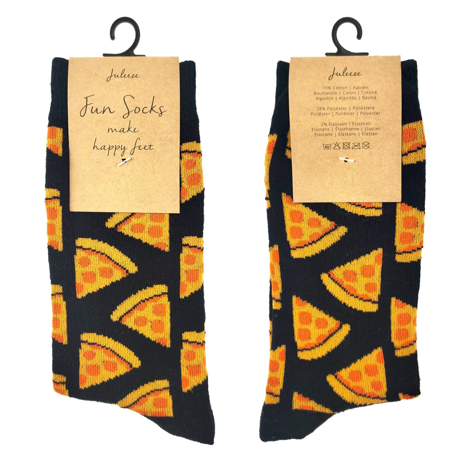 Levně Veselé černé ponožky s pizzami - 35-38 JZSK0004S