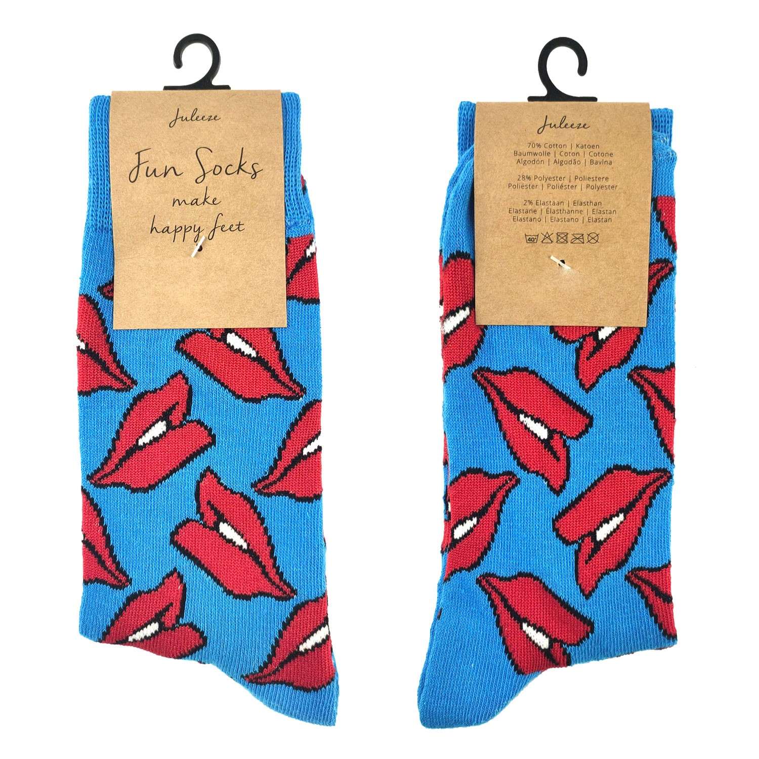 Veselé modré ponožky s pusinkami - 39-41 JZSK0005M