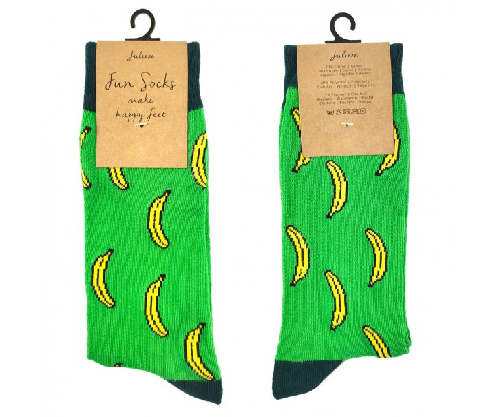 Veselé zelené ponožky s banány - 39-41