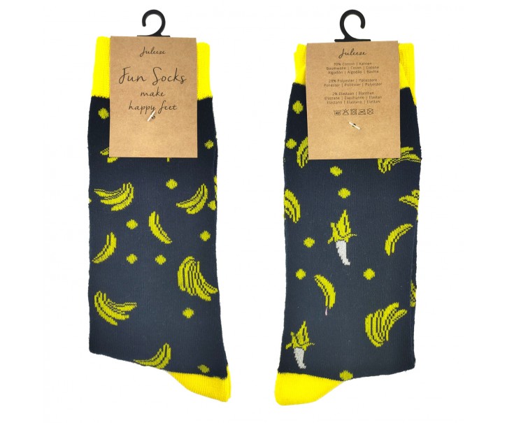Veselé černé ponožky s banány - 39-41