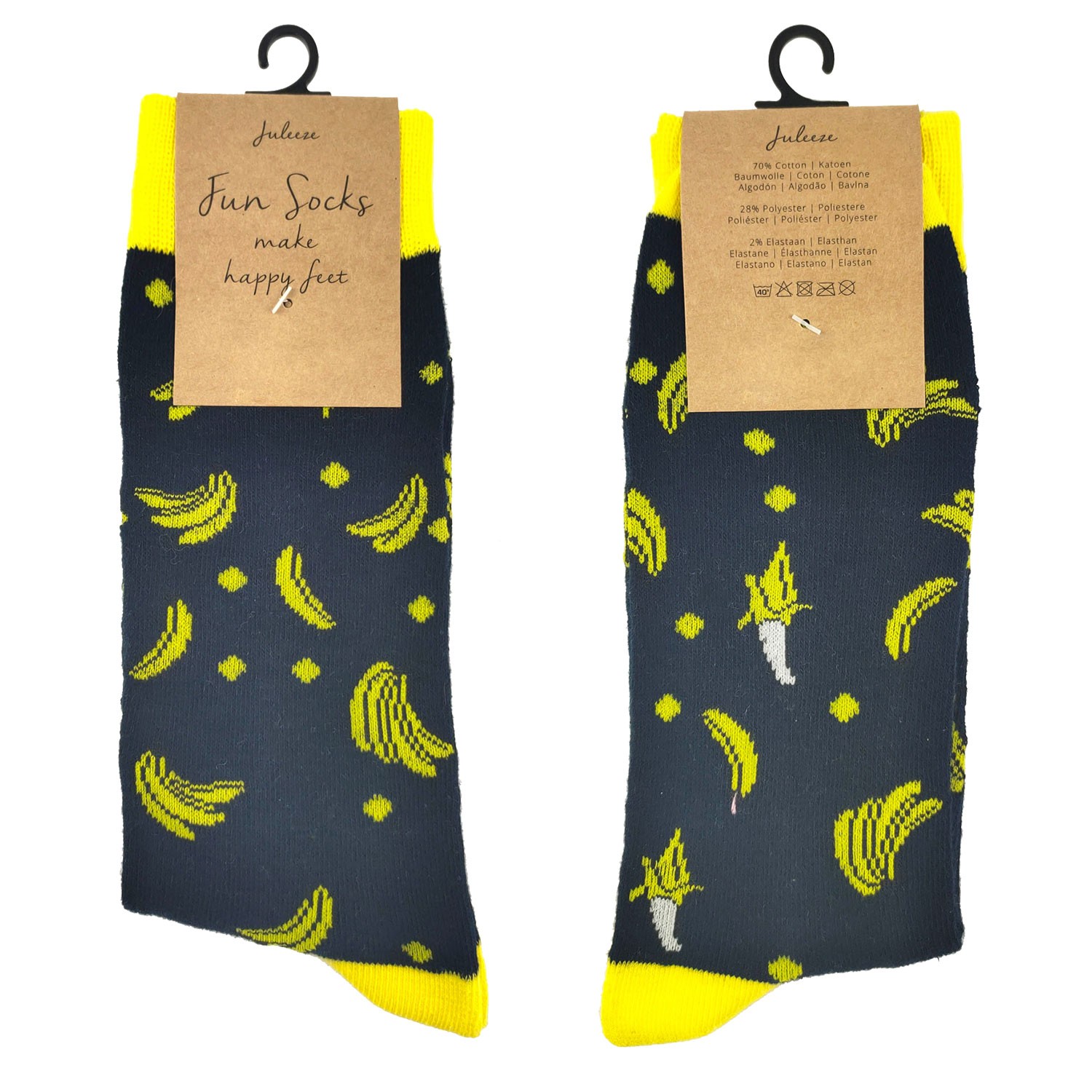 Veselé černé ponožky s banány - 39-41 JZSK0012M