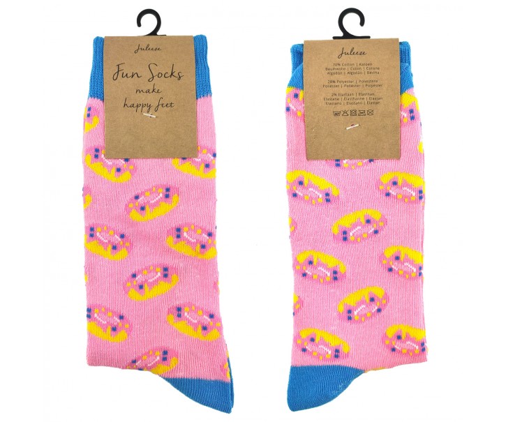 Veselé růžové ponožky s donuty - 39-41