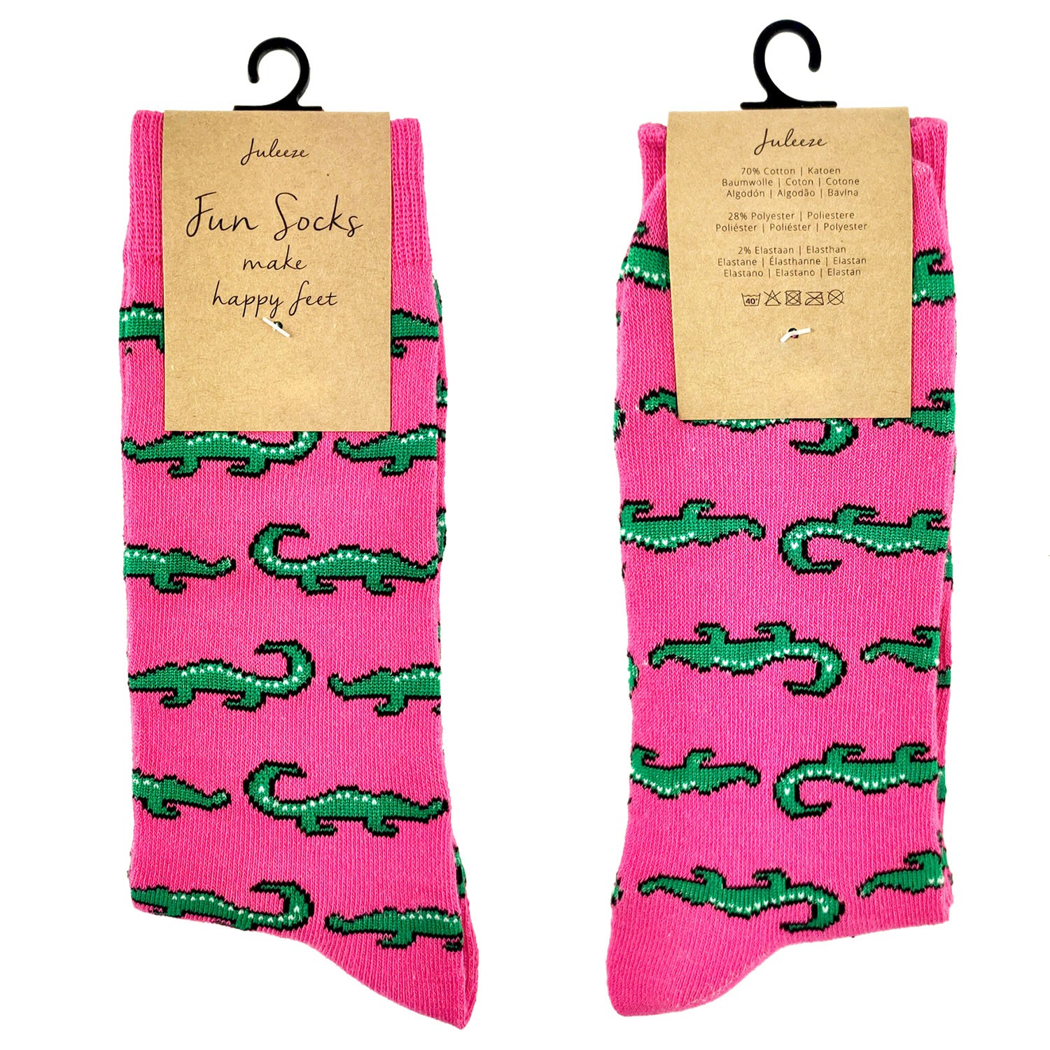 Veselé růžové ponožky s krokodýly - 39-41 JZSK0015M