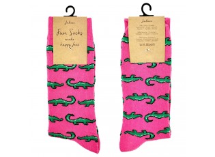 Veselé růžové ponožky s krokodýly - 35-38