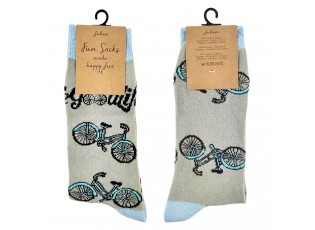 Veselé šedé ponožky s jízdními koly - 35-38