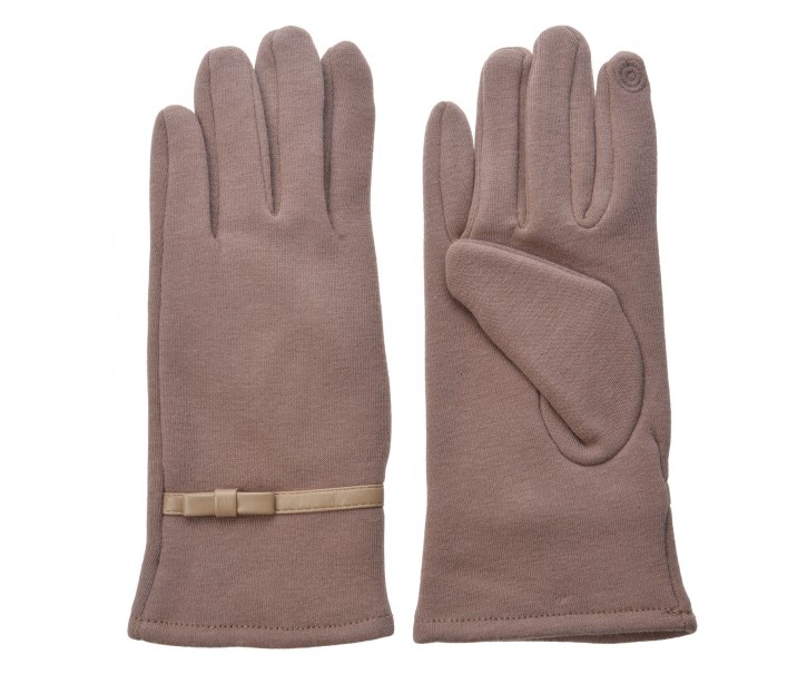 Béžové dámské rukavice s mašličkou - 8*24 cm