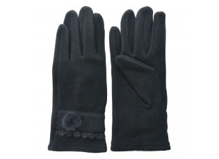 Tmavě šedé dámské rukavice s krajkou - 8*24 cm