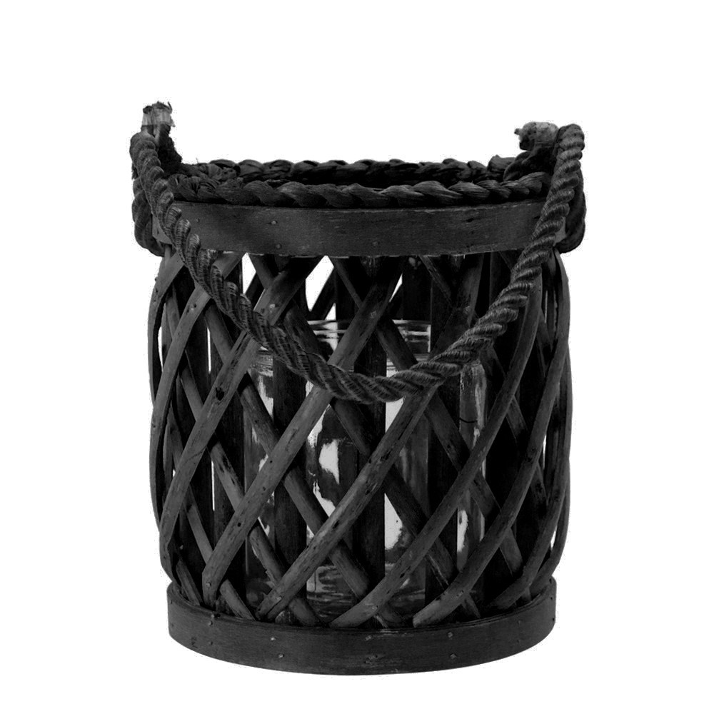 Černá ratanová lucerna Diamond - Ø15*17cm