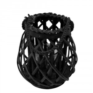 Černá ratanová oválná lucerna Black Diamond 20cm - Ø19*20cm
