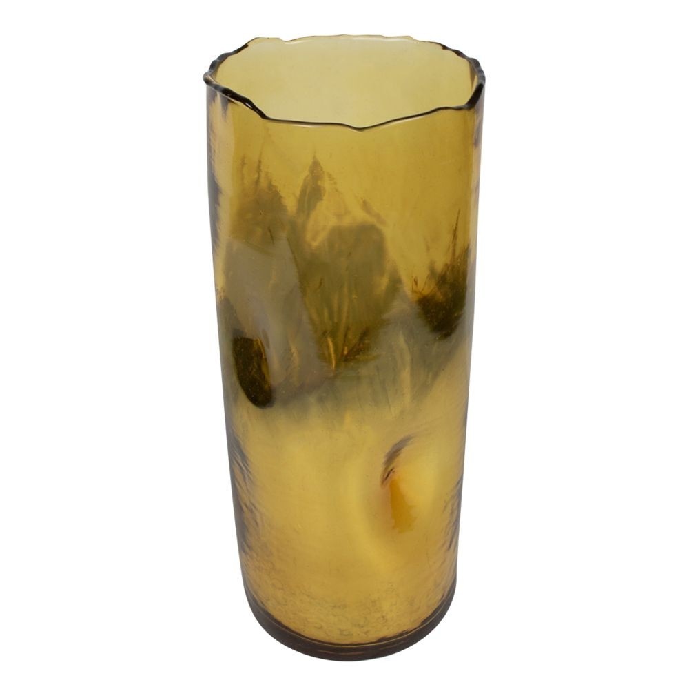 Zlatý skleněný svícen / váza s prohnutím – Ø16 5*40cm