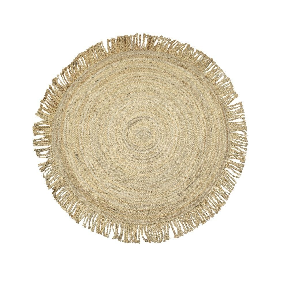 Přírodní jutový koberec s třásněmi - Ø120*1cm