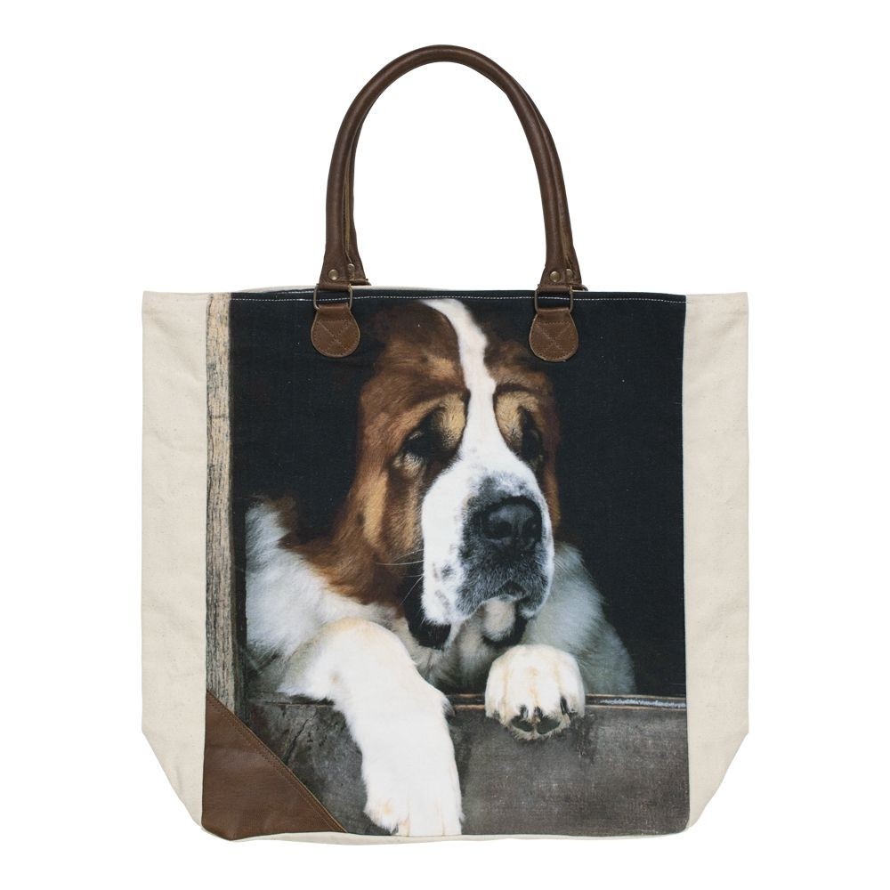 Plátěný shopper s bernardýnem sv. Bernard - 40*12*44cm