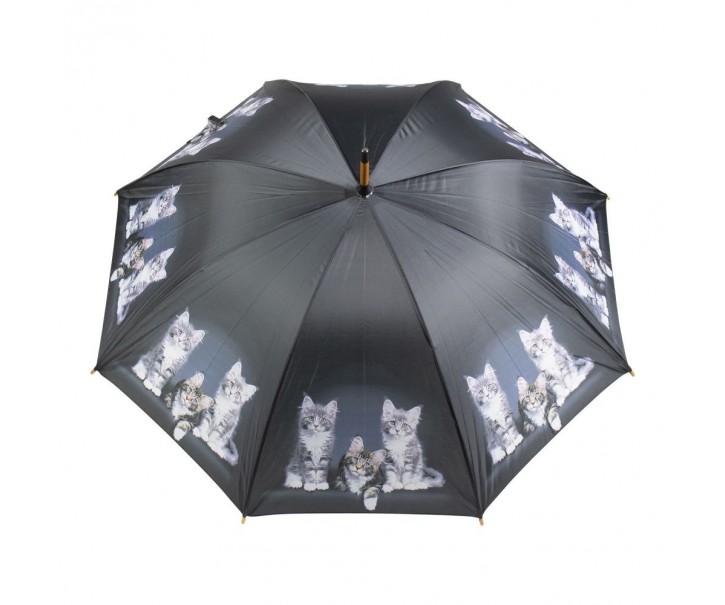 Černý deštník s koťátky - 105*105*88cm