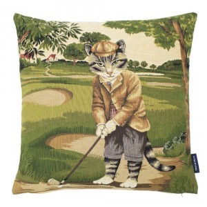 Gobelínový polštář s kocourem na golfu - 45*45*15cm