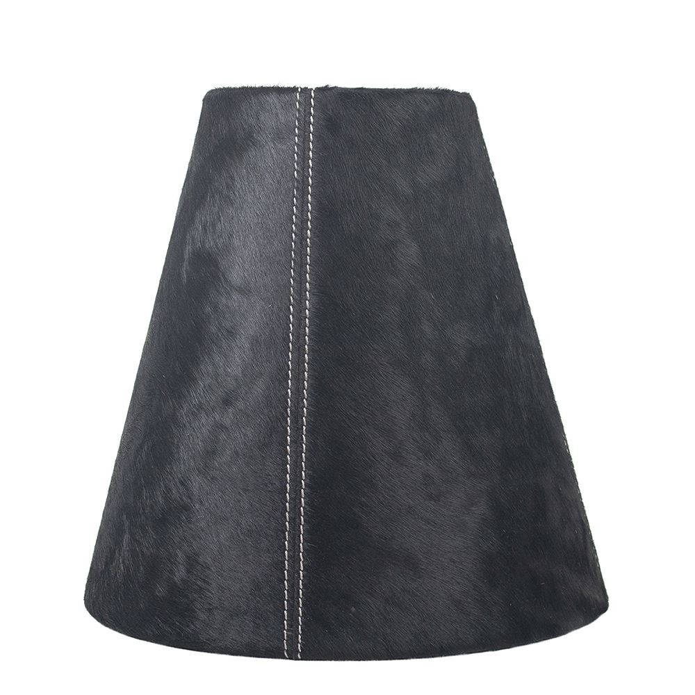Kónické černé stínidlo lampy z hovězí kůže - Ø 26* Ø 13*25cm / E27