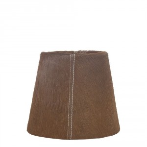 Hnědé stínidlo lampy z hovězí kůže - Ø18*Ø13*15cm / E27