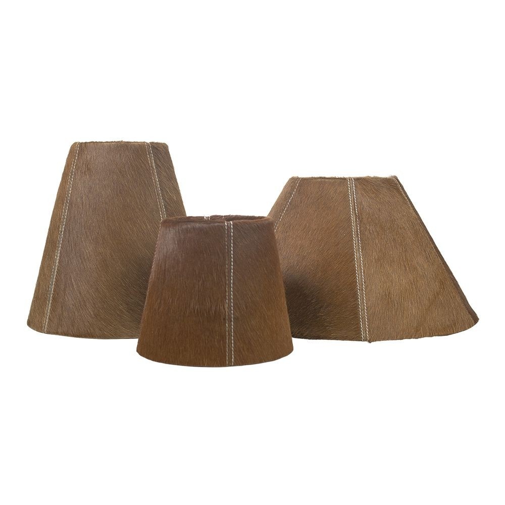 Hnědé stínidlo lampy z hovězí kůže - Ø18*Ø13*15cm / E27