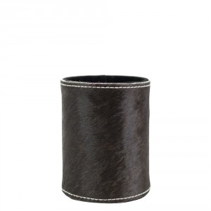 Kožený stojan na tužky z kravské kůže černá / bílá - Ø 9*10cm