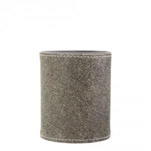 Šedý kožený stojan na tužky z kravské kůže - Ø 9*10cm