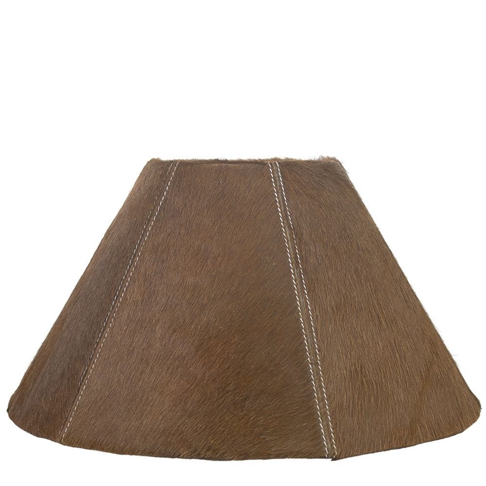 Kónické hnědé stínidlo lampy z hovězí kůže - Ø 39*Ø 16*23cm / E27