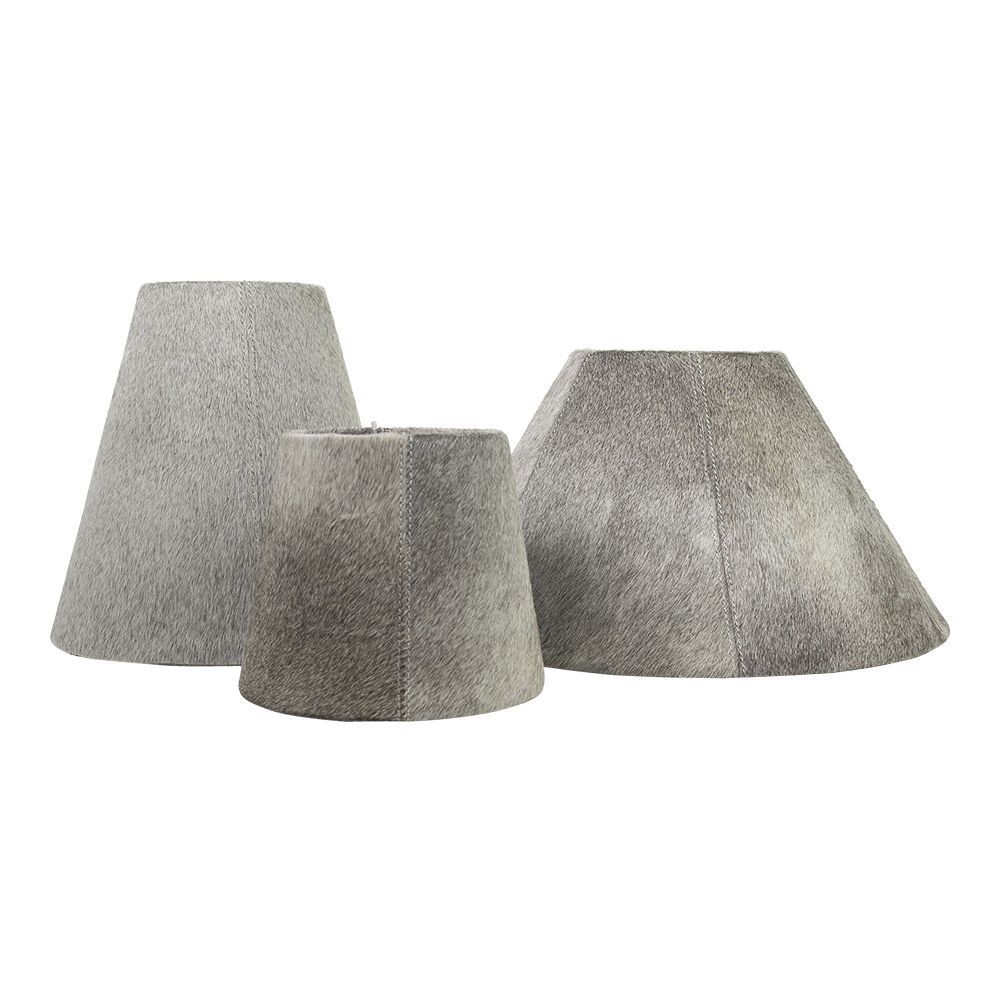 Kónické šedé stínidlo lampy z hovězí kůže - Ø 39*Ø 16*23cm / E27
