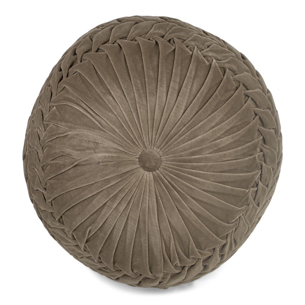 Taupe sametový nařasený Puf Smock - Ø 50*30cm