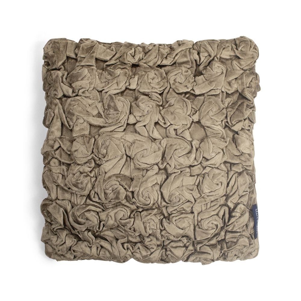 Taupe sametový nařasený polštář Smock- 30*30*10cm