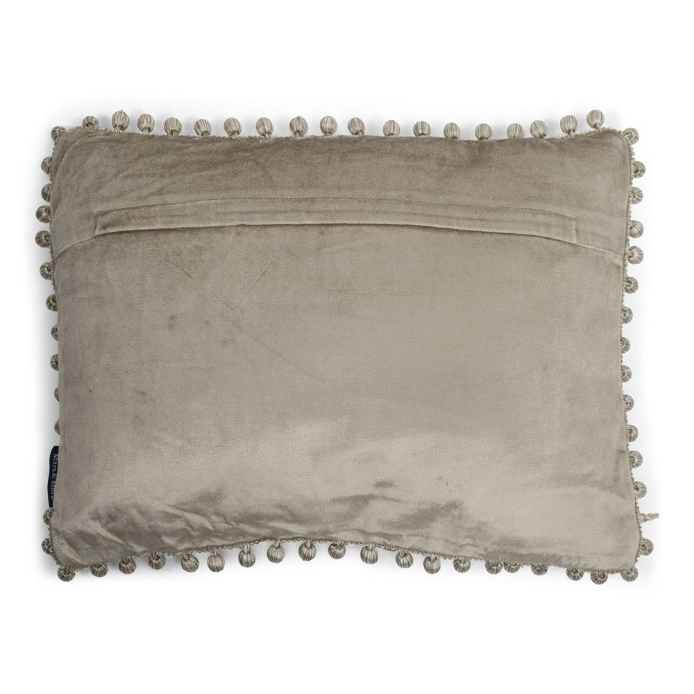 Hnědo šedý polštář s lemem s kuličkami - 35*45*10cm