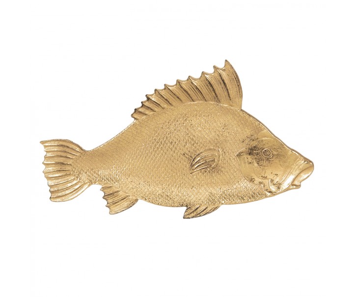 Zlatá dekorativní miska s patinou ve tvaru rybky - 10*2*32 cm